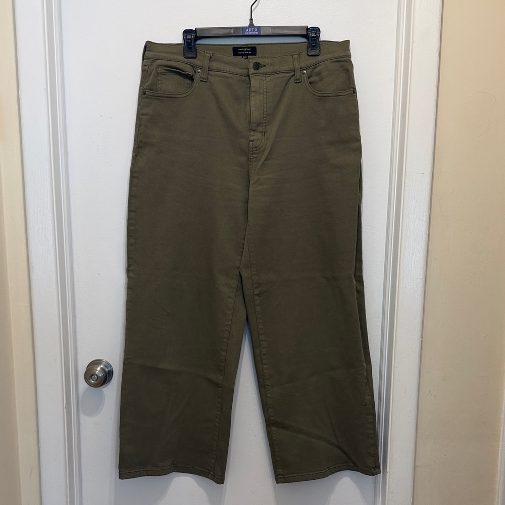 Banana Republic High-Rise Wide Leg Stretch Jeans in Olive